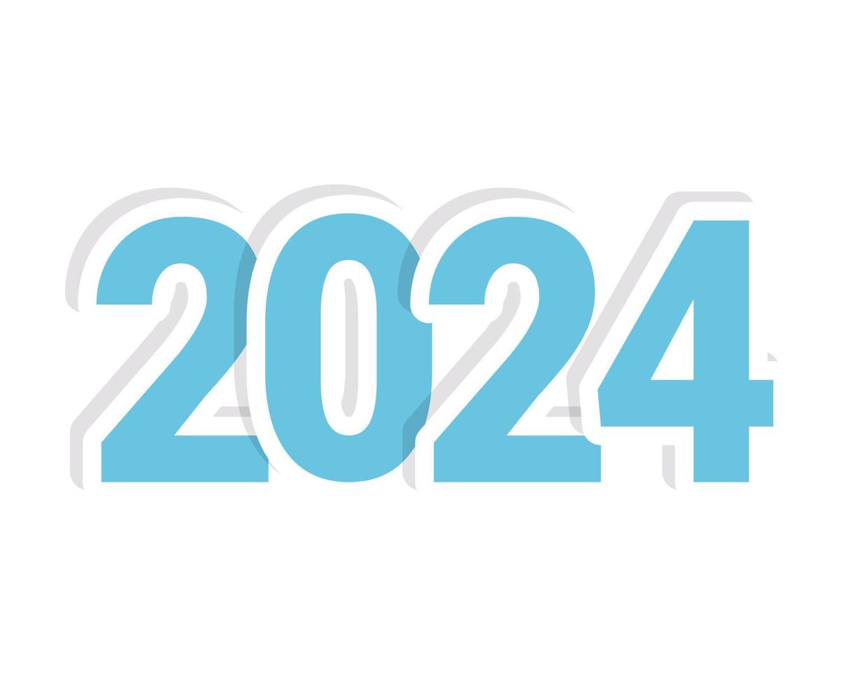 Número 2024 sobre fondo blanco, pegatina, calcomanía. vector