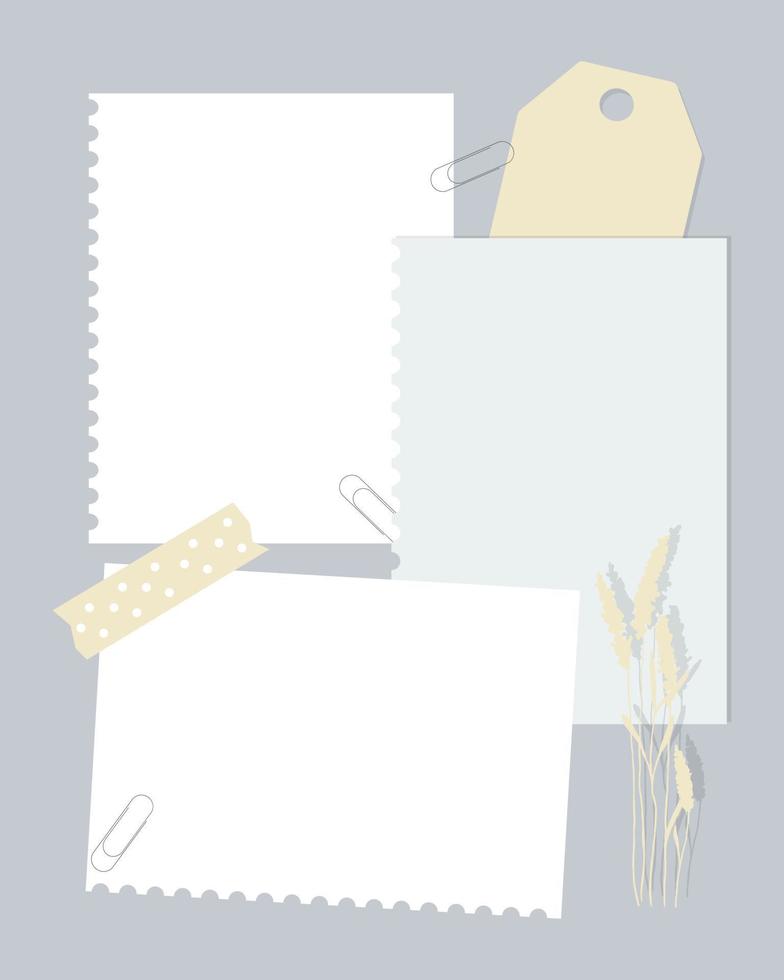 Template vintage collage for  reminders, social media, notes, to do list. Scrapbooking, herbarium lavender. vector