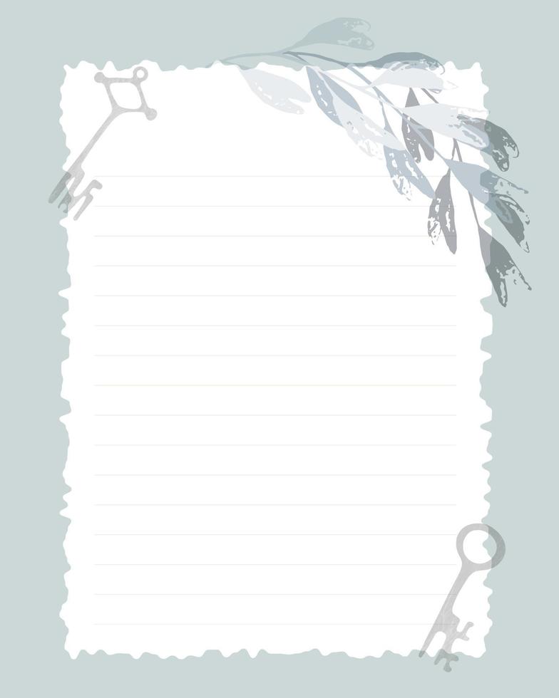 To do list template , scrapbooking, collage vintage, template blank, reminders, notes. Old key and stamp leaves. vector