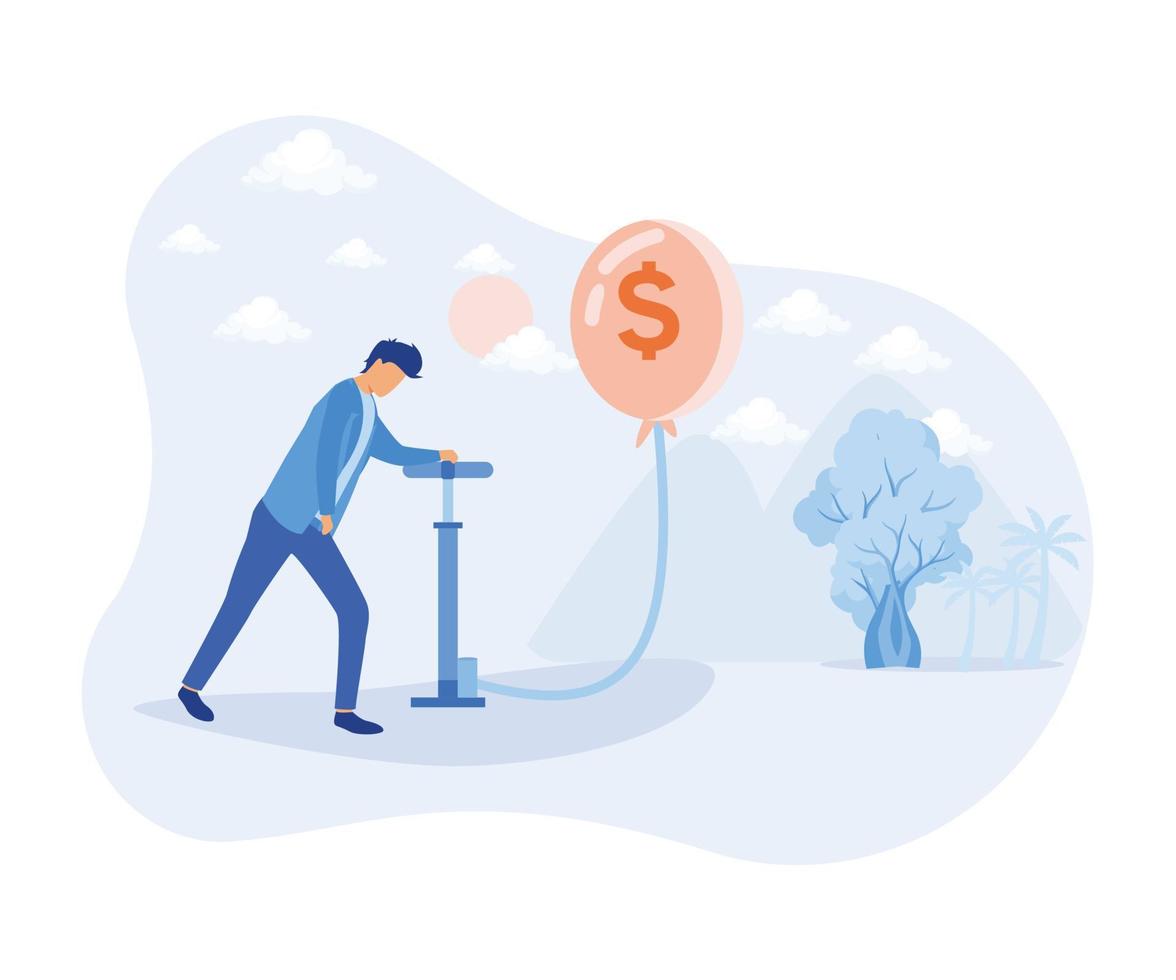 Financial crisis illustration.  Characters suffering from financial loss, economical and investment problems. Stock market crash, speculative financial bubble and recession.flat vector illustration