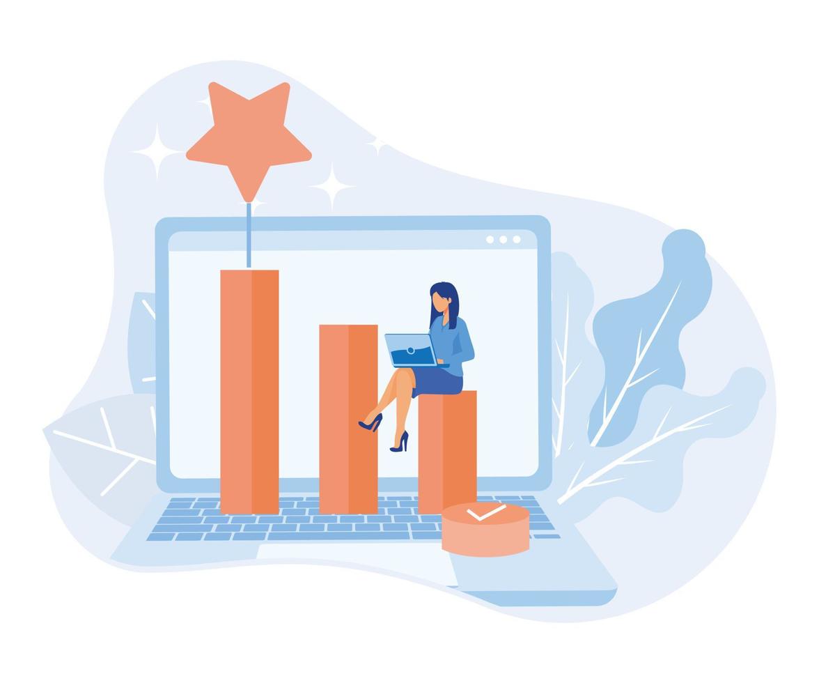 Business goals illustration. Characters setting task, goal and target to achieve, planning action and way to success. Personal development and self motivation concept. flat vector illustration