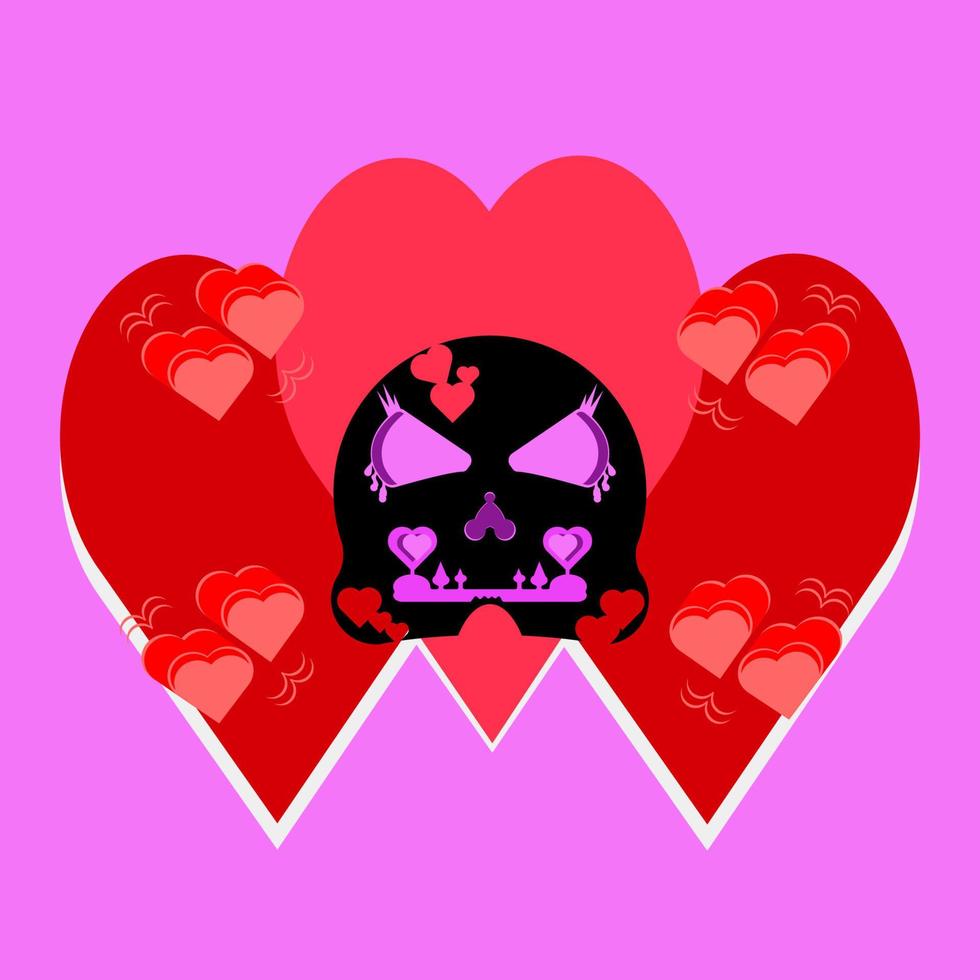 a combination of illustrations about skulls and love on valentine's day vector