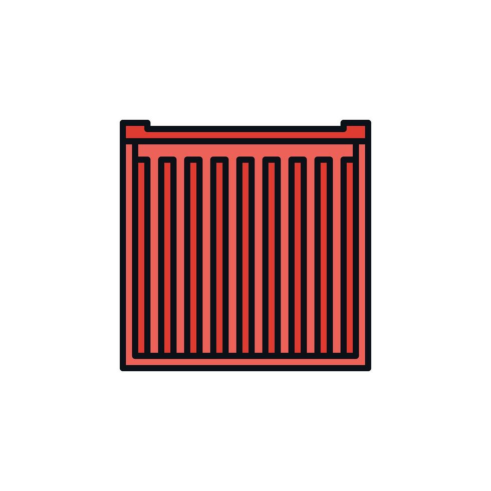 Red Shipping Container vector concept creative icon - Back View