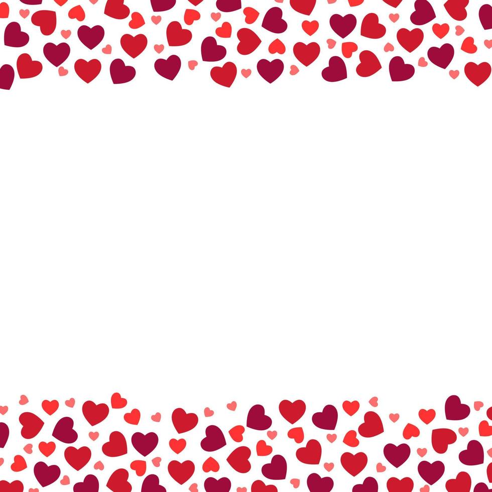 patrón en forma de corazones rojos vector de diseño de marco de banner de amor de día de san valentín con espacio en blanco blanco