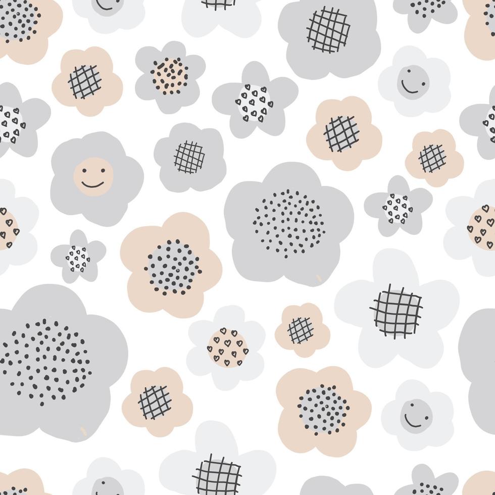 spring seamless pattern children's cute. floral seamless pattern with many decorative flowers, leaves and twigs. For fashion fabrics, children s clothing, T-shirts, postcards, templates and scrapbooki vector