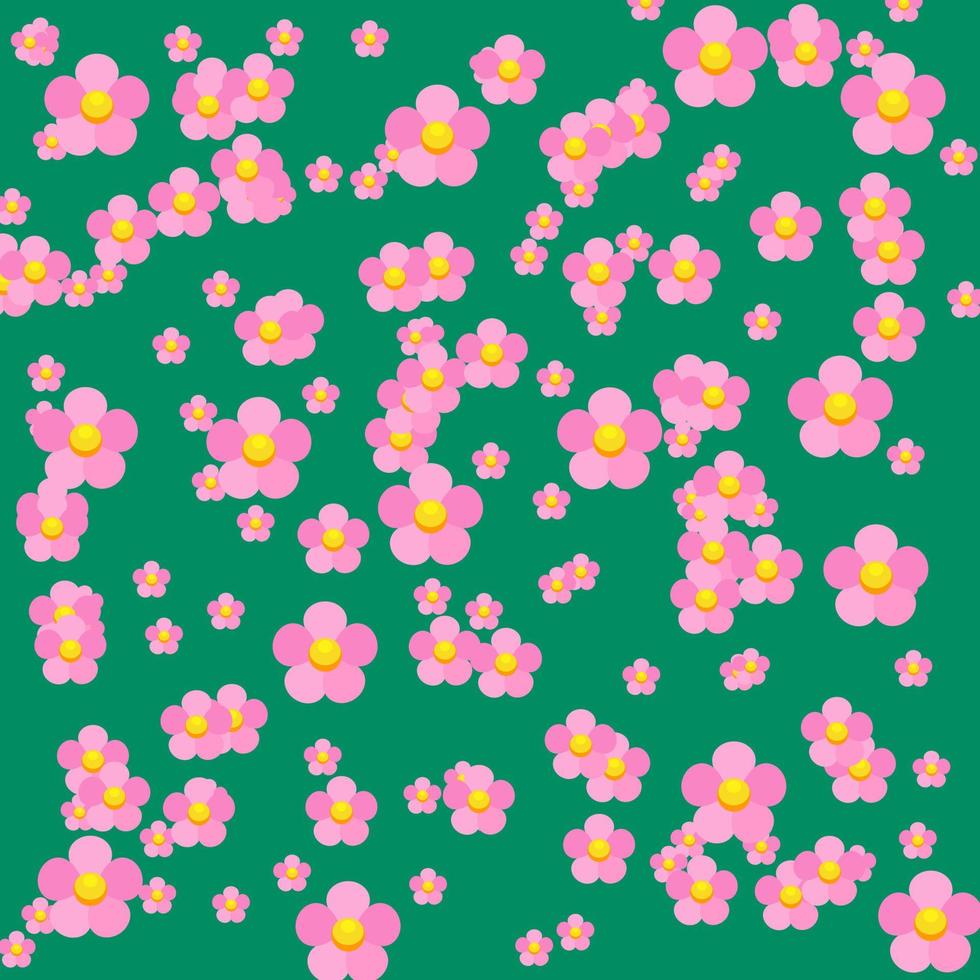 marco de fondo infantil con flores rosas. vector, rosa, margaritas, plano de fondo vector