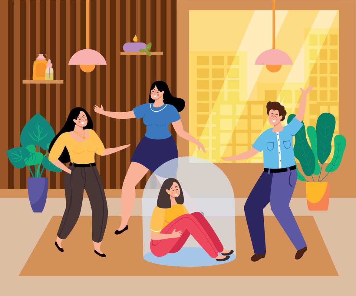 Introvert And Extrovert People Flat Background vector