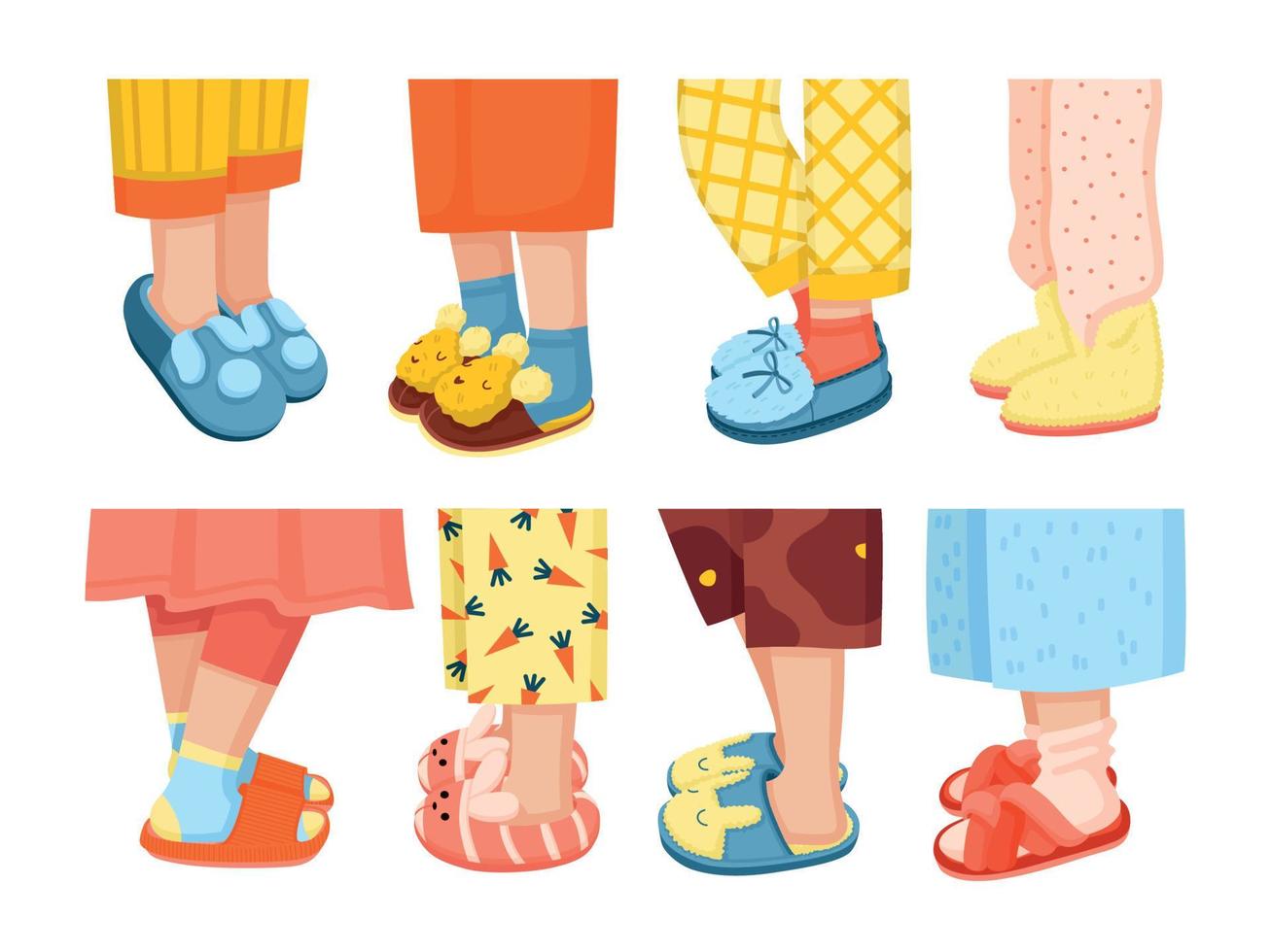 Slippers Flat Set vector