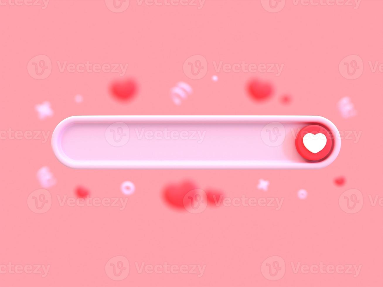 3d minimal blank love search bar with blurred elements. Valentines search bar with copy space. Lover search concept. 3d illustration. photo