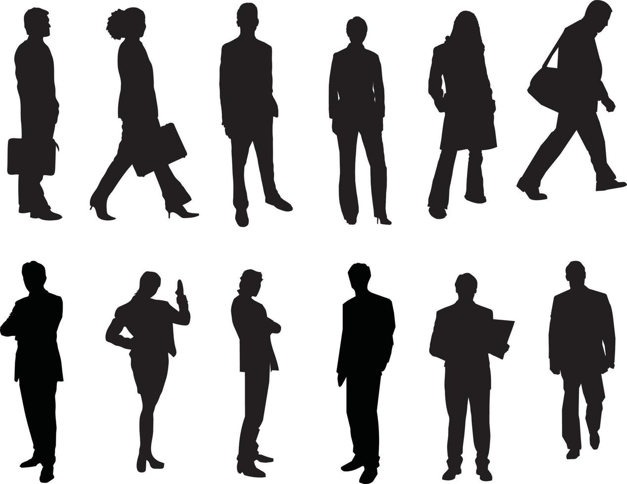 Silhouettes of business men and women vector