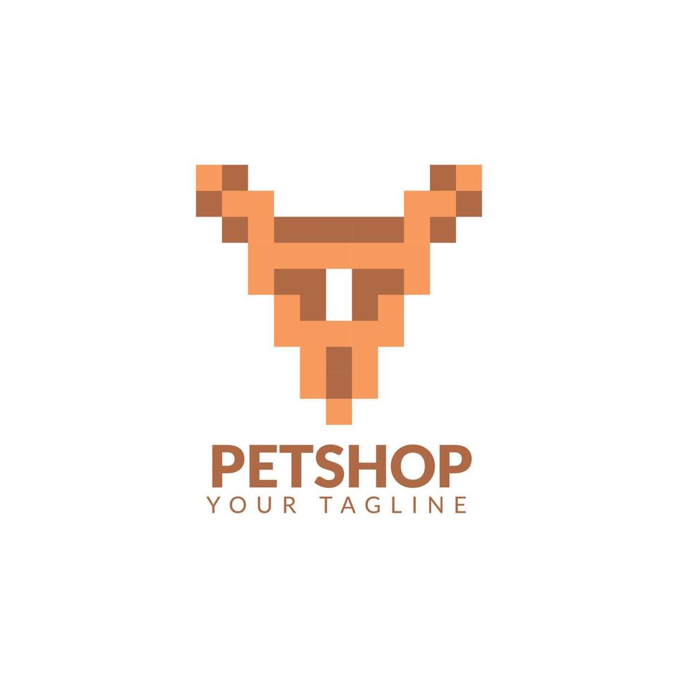 pet shop logo template in pixel style design vector