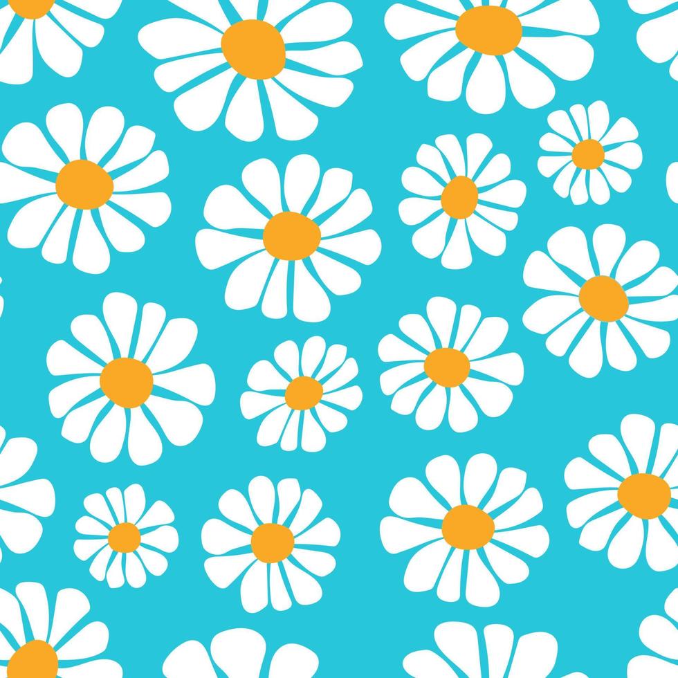 Chamomile flowers simple design seamless pattern. Vector illustration