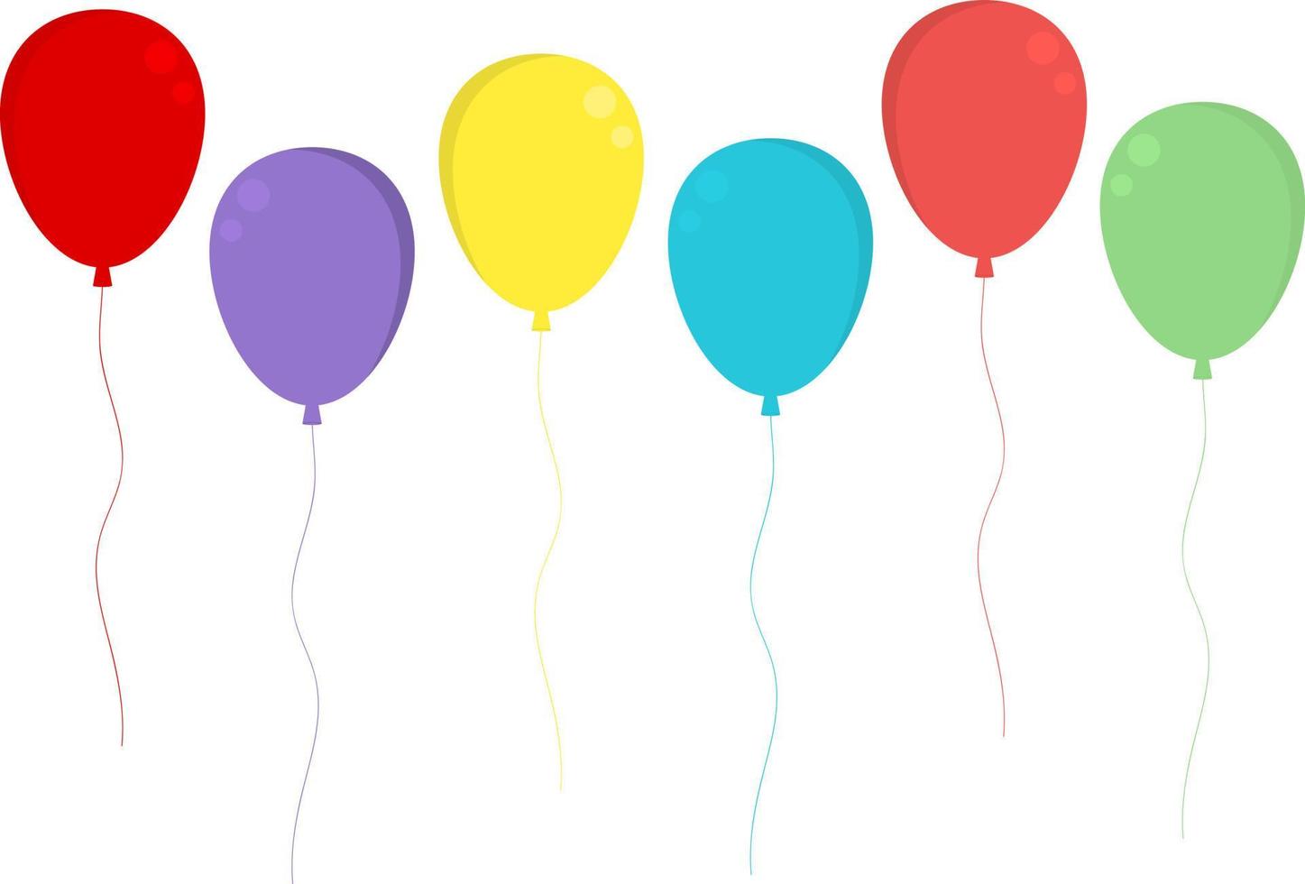 globo en diferentes colores. conjunto de globos simples para las vacaciones vector