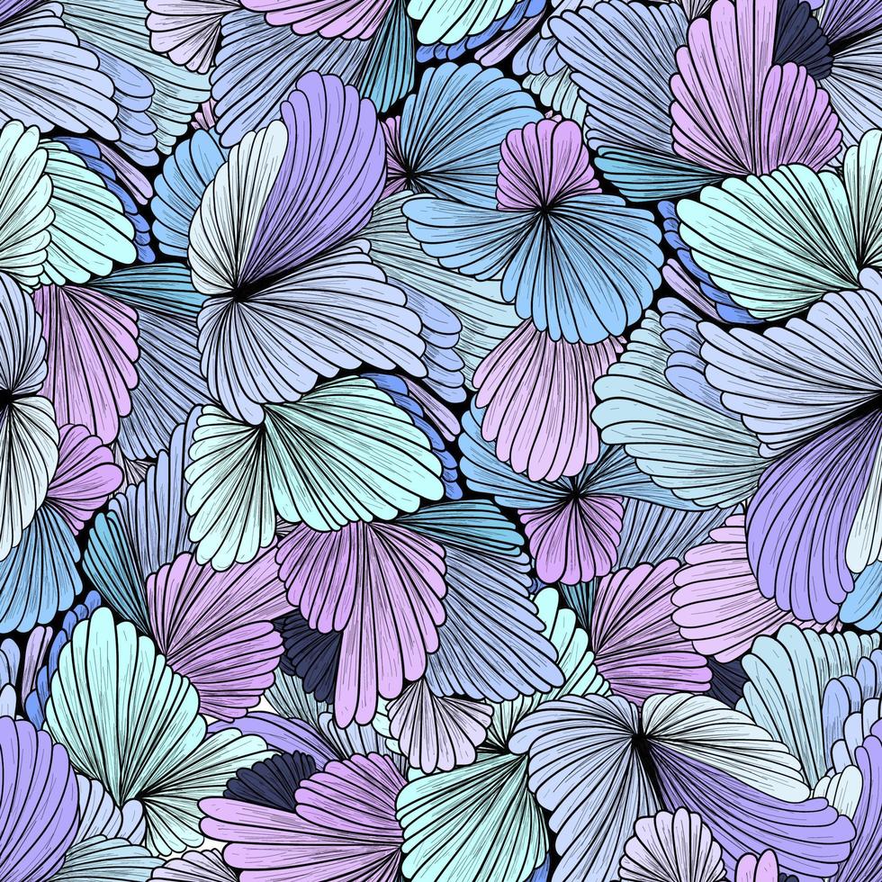 Vector seamless pattern with hand drawn scallop seashells