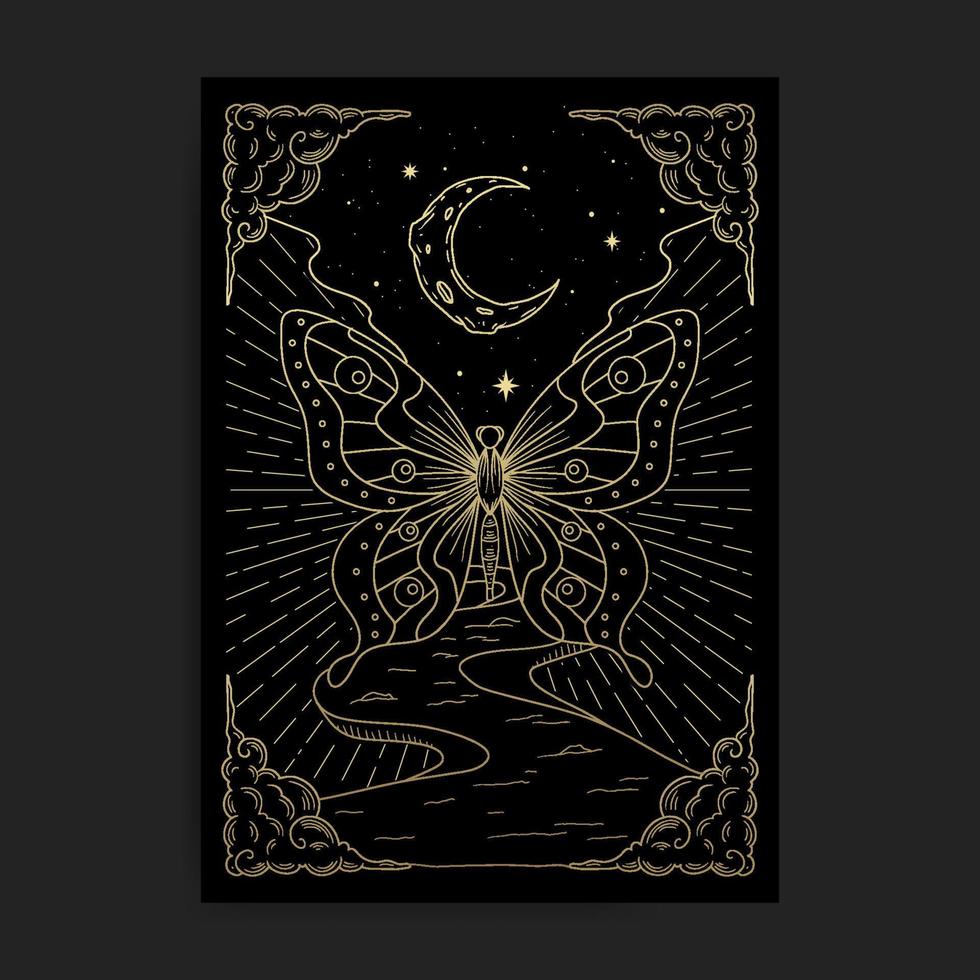 Butterfly and crescent moon road to another dimension vector