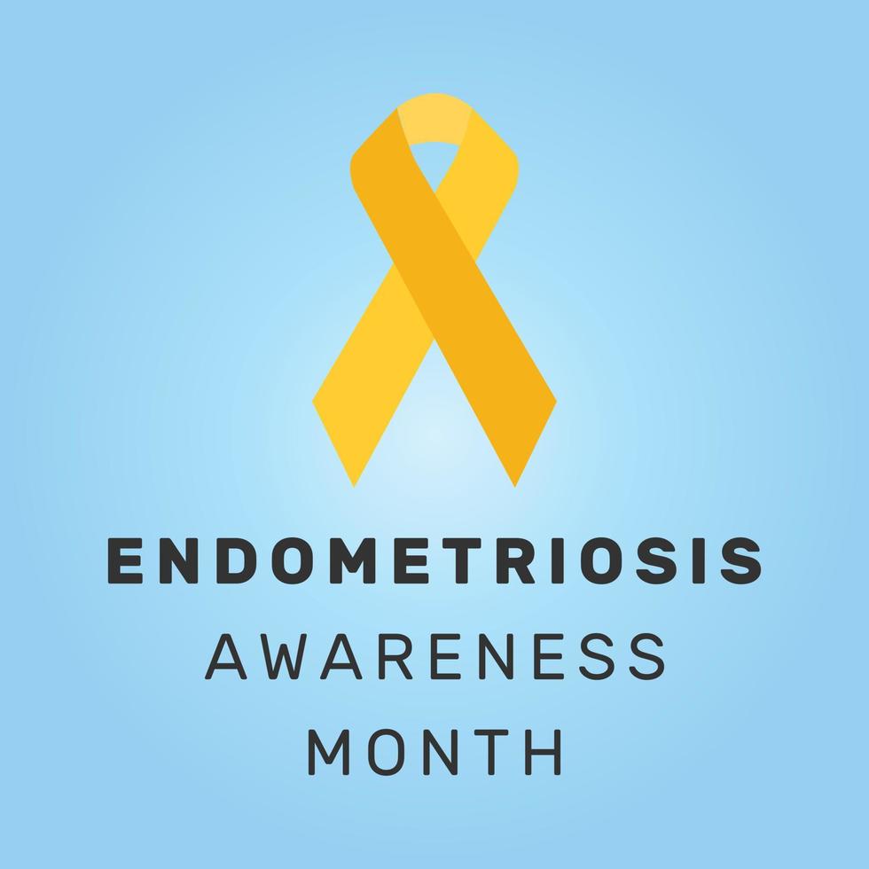Vector illustration of Endometriosis awareness month with yellow ribbon. Observed every year in March