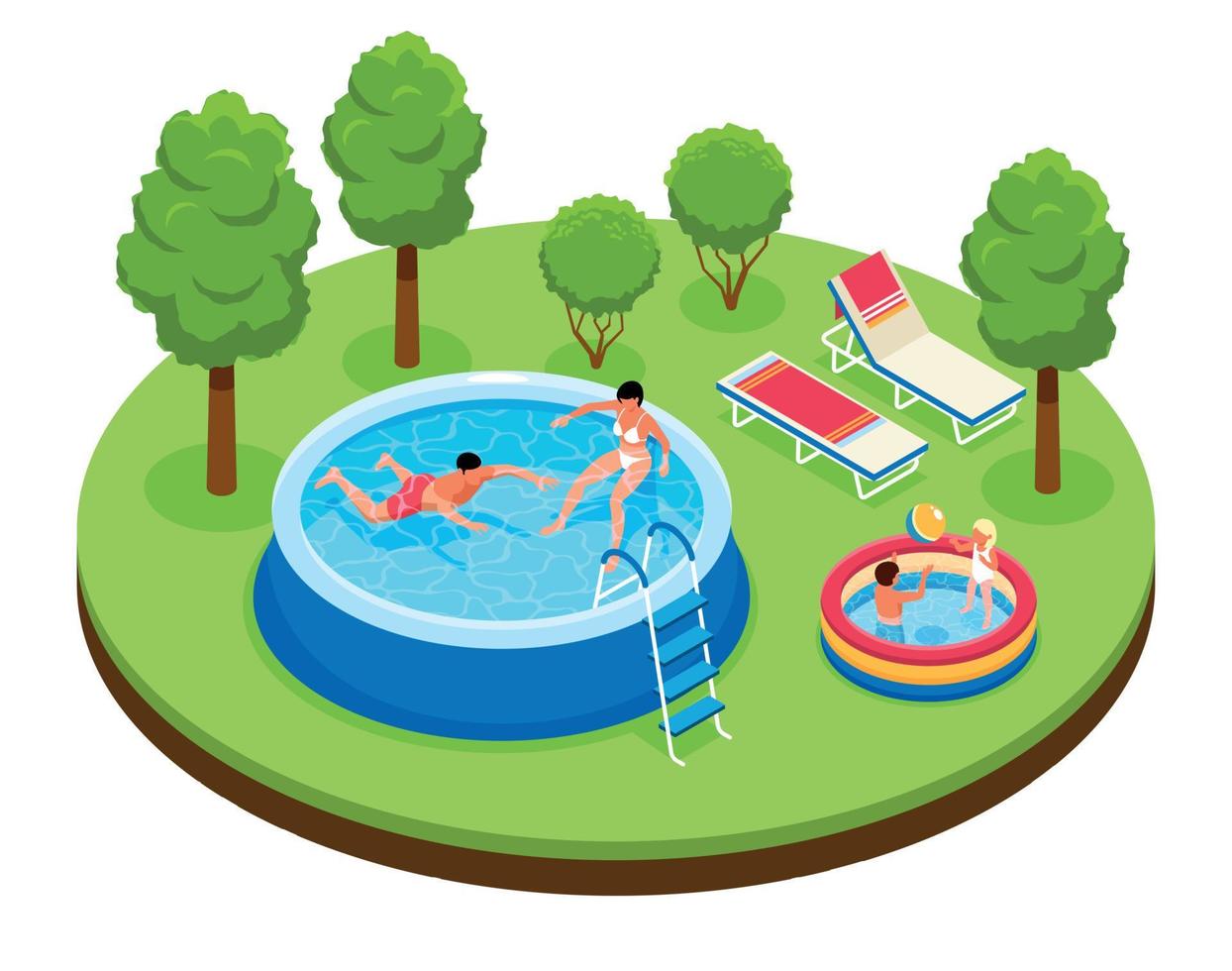 Outdoor Swimming Pool Composition vector