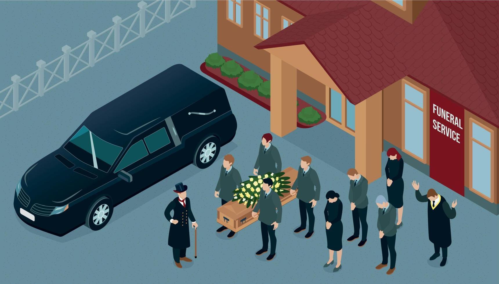 Isometric Funeral Service vector