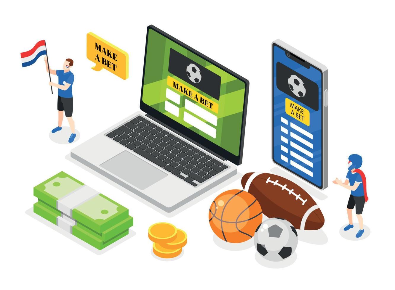 Sports Betting Isometric Composition vector