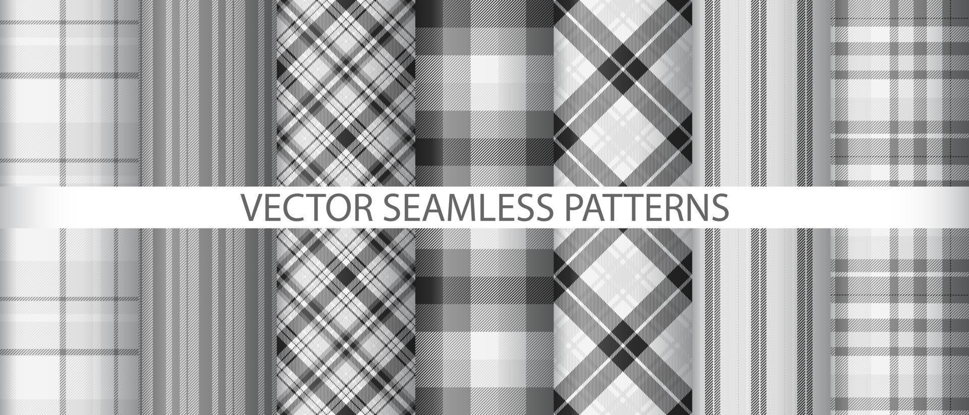 establecer cuadros textiles de fondo. compruebe el patrón de tela. textura de vector de tartán sin costuras.
