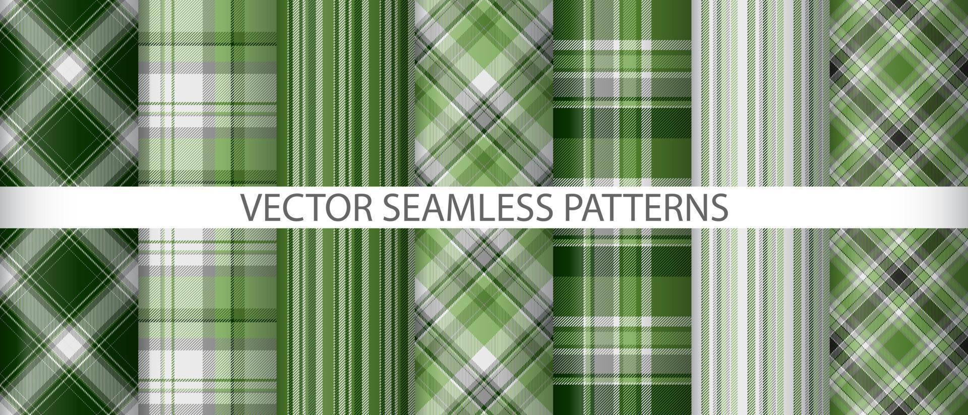 Set pattern plaid background. Vector textile fabric. Seamless check tartan texture.