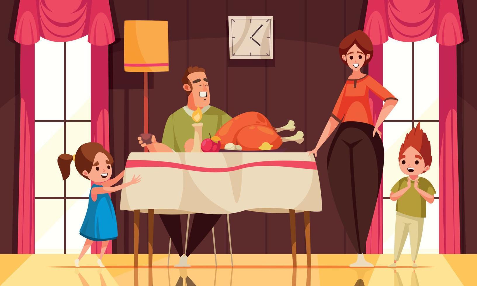 Thanksgiving Cartoon Scene vector