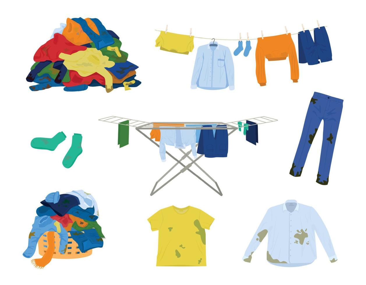 Laundry Clothes Flat Icons vector