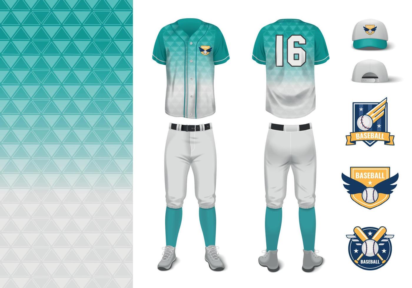 Baseball Uniform Mockup Realistic Set vector