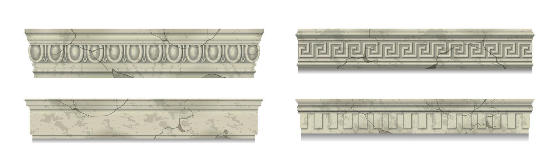 Cracked Marble Cornices Realistic Set vector