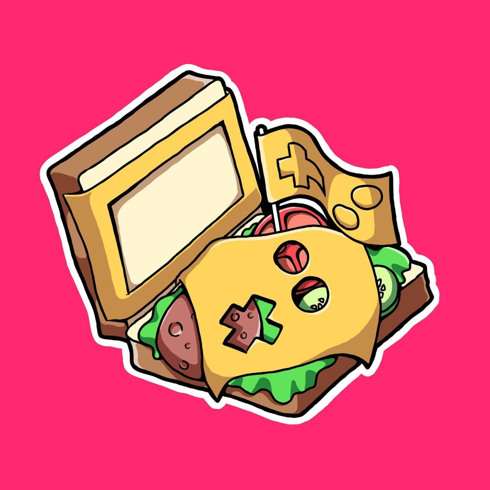 ilustración vectorial con la imagen de un sándwich que se parece a una consola de juegos vector