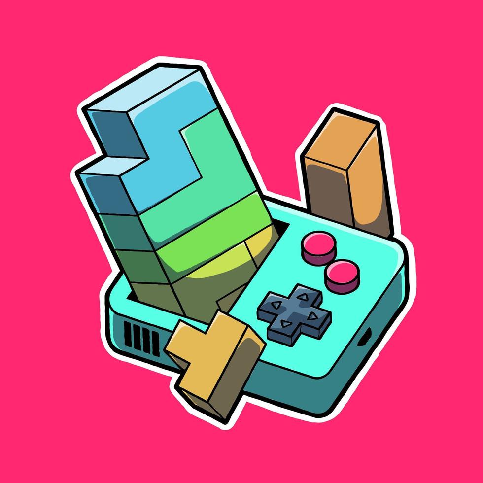 vector illustration with portable console retro game image