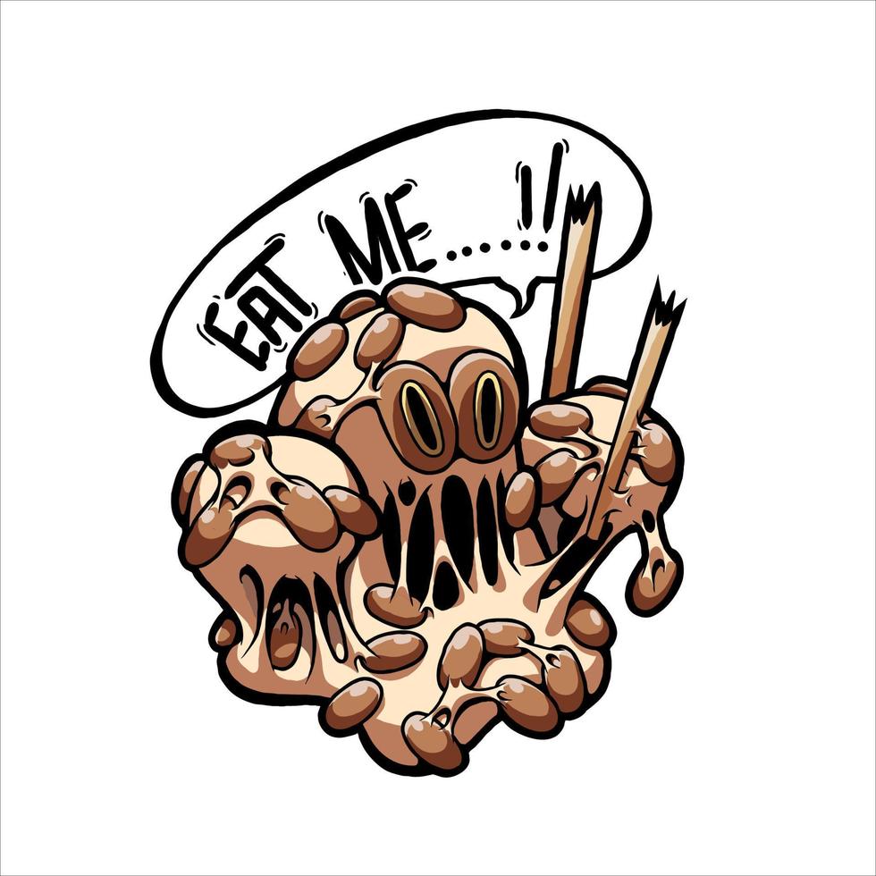 vector illustration showing a natto monster opening its sticky mouth. This image is great for a sticker or t-shirt design.