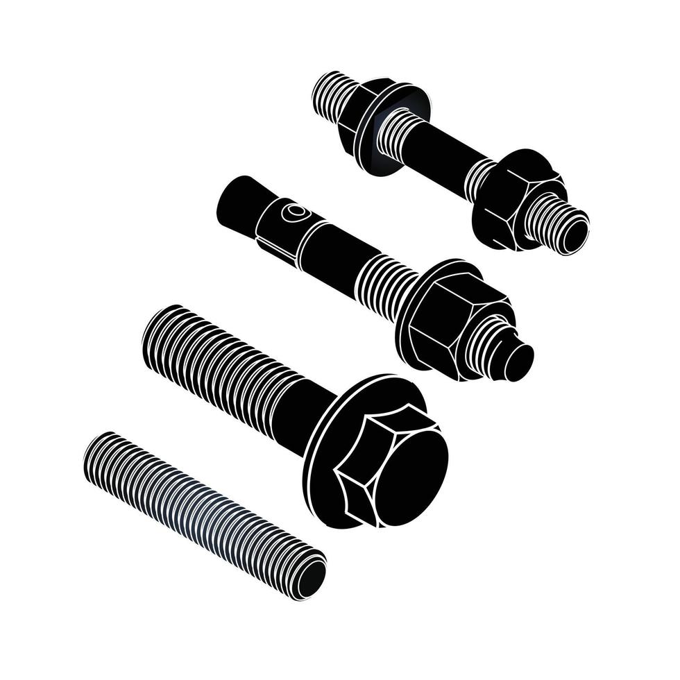 vector bolt and nut set illustration