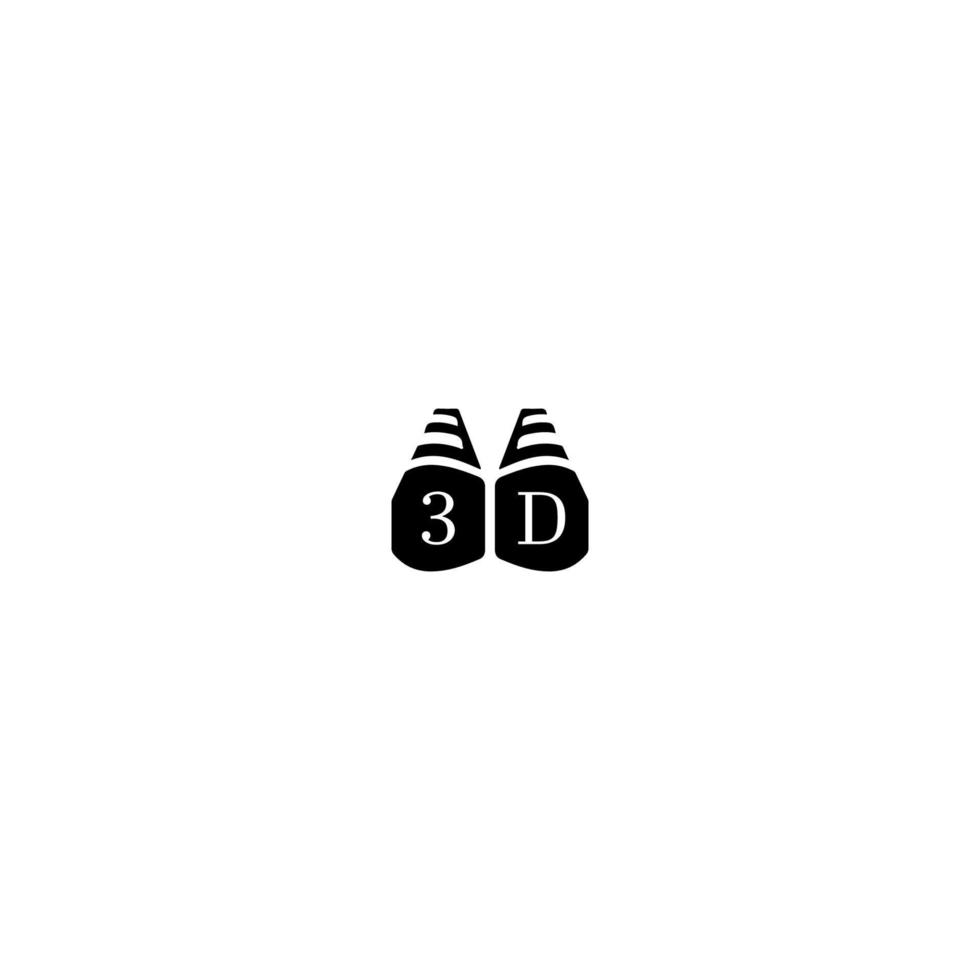 signo de película 3d. icono de gafas tridimensionales. símbolo de fondo de cartel de estilo simple. elemento de diseño del logotipo de la marca de gafas tridimensionales. Impresión tridimensional de camisetas con gafas. vector