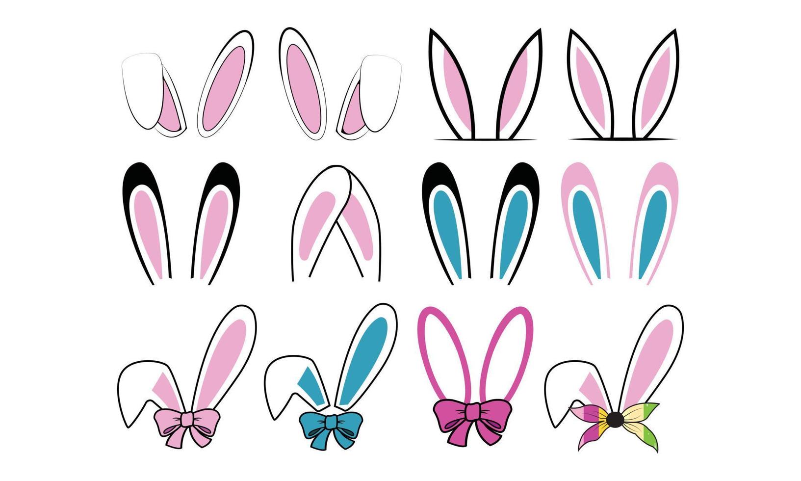 Rabbit Ears Easter Bunny Bundle Design. vector