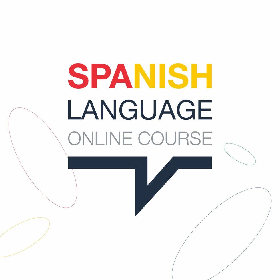 Spanish Online language course iconic logo. Fluent speaking Espanola language. Concept of Online education logo. Vector illustration