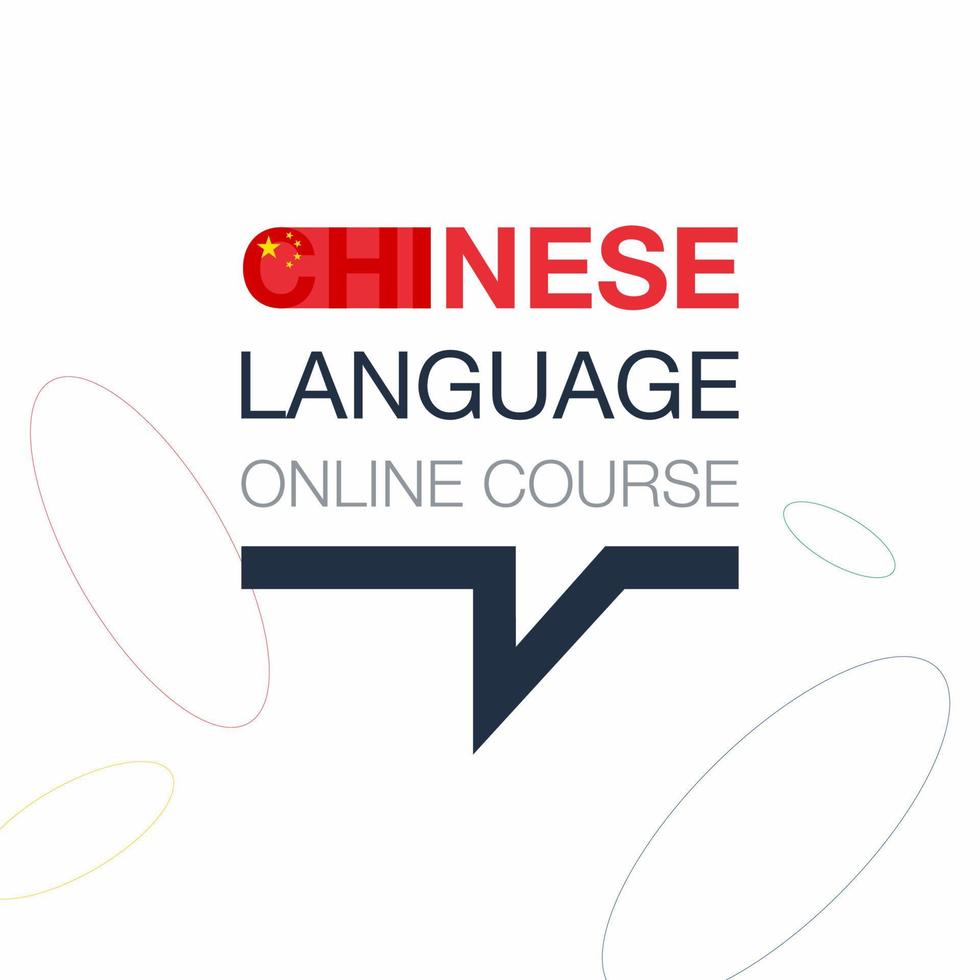 Chinese Online language course iconic logo. Fluent speaking foreign language. Concept of Online education logo. Vector illustration