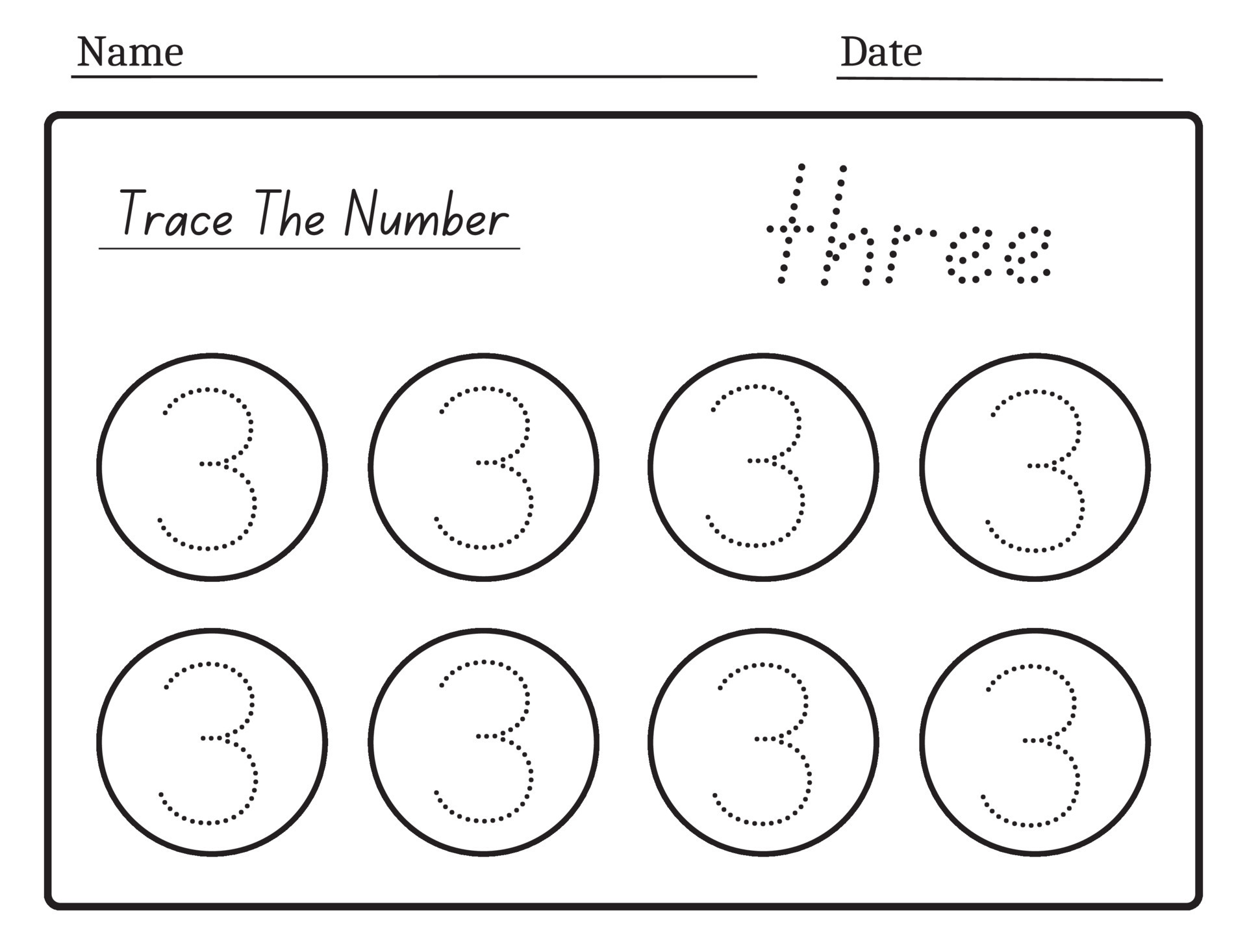 Writing Practice Number Three Printable Worksheet For Preschool writing-practice-number-three-printable-worksheet-for-preschool