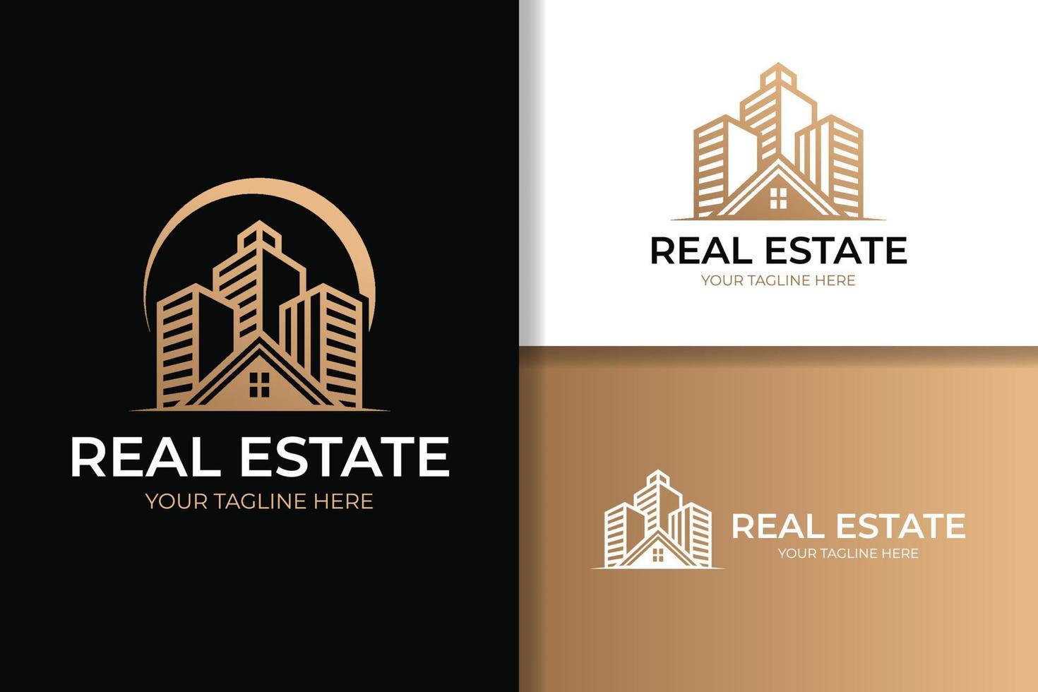 Property logo design template gold color vector