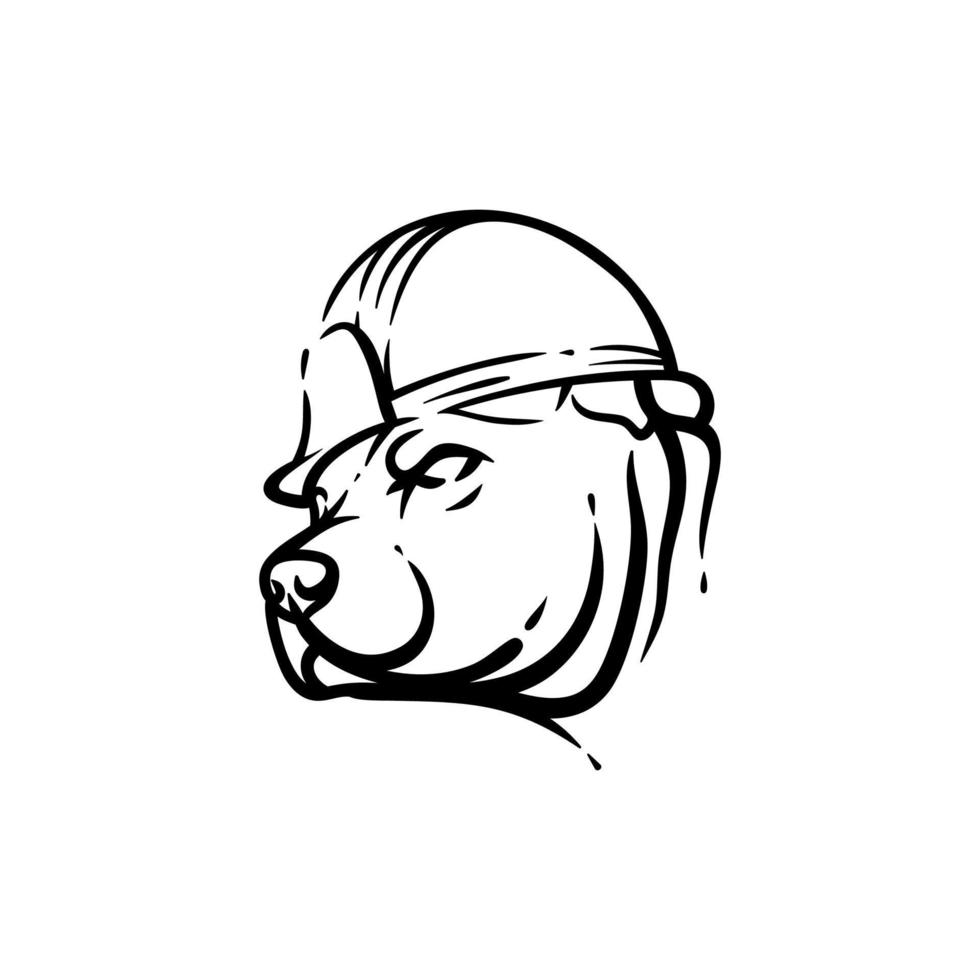 animal dog wear helmet worker illustration design vector