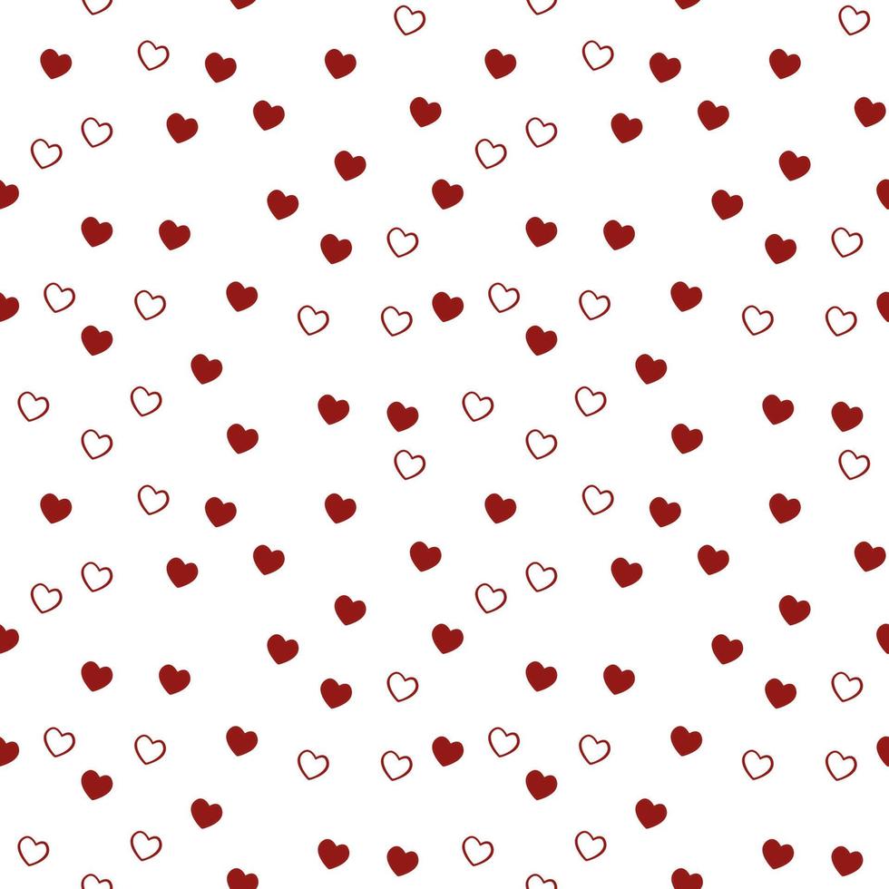 Seamless vector pattern of red heart unstable movement on white background