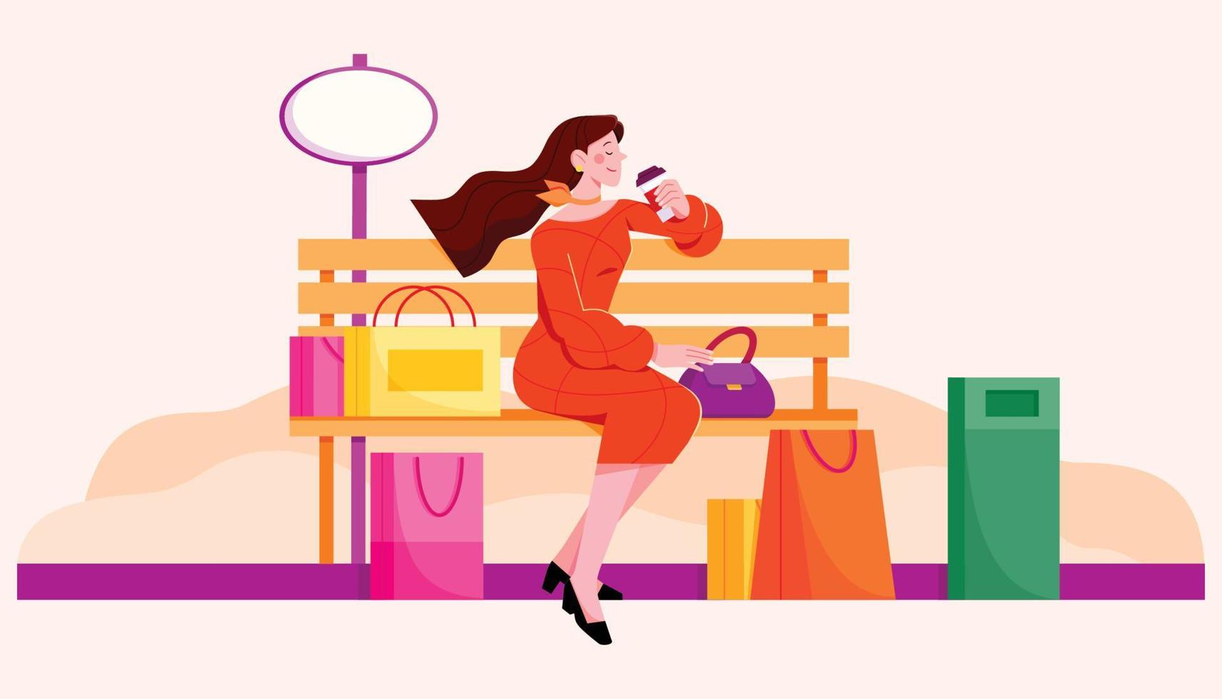 Rest After Shopping vector