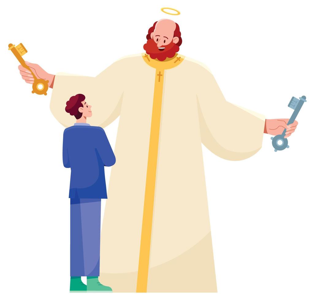 Saint Peter Meeting Man on White vector