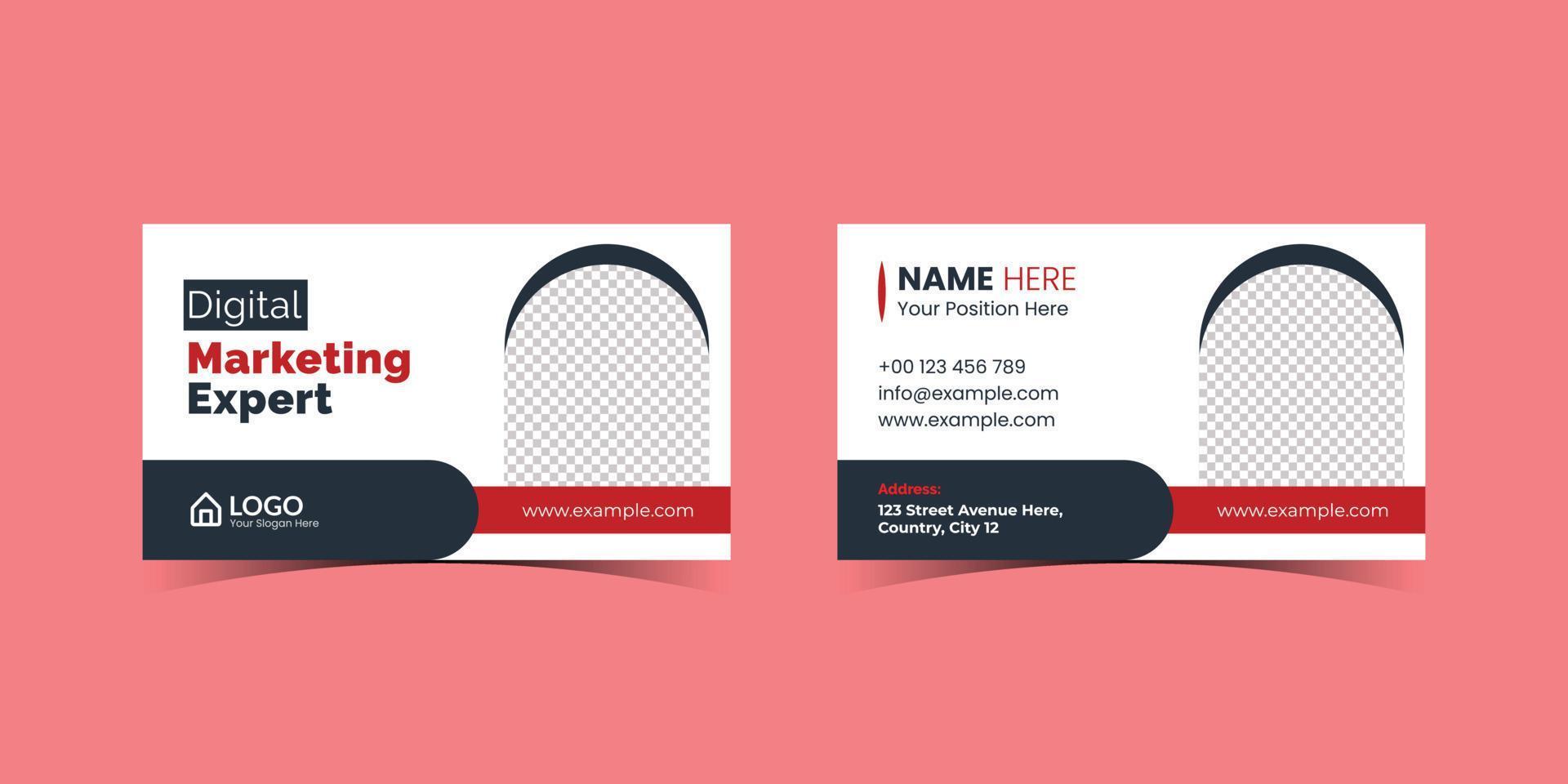 plantilla de tarjeta de visita profesional moderna y elegante para agencia de marketing digital. plantilla de tarjeta de visita de doble cara creativa y limpia. diseño de papeleria vector