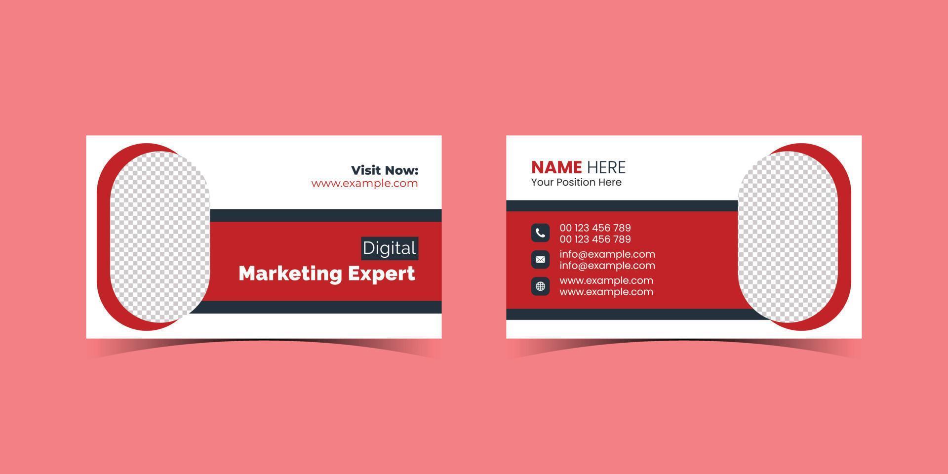 plantilla de tarjeta de visita profesional moderna y elegante para agencia de marketing digital. plantilla de tarjeta de visita de doble cara creativa y limpia. diseño de papeleria vector