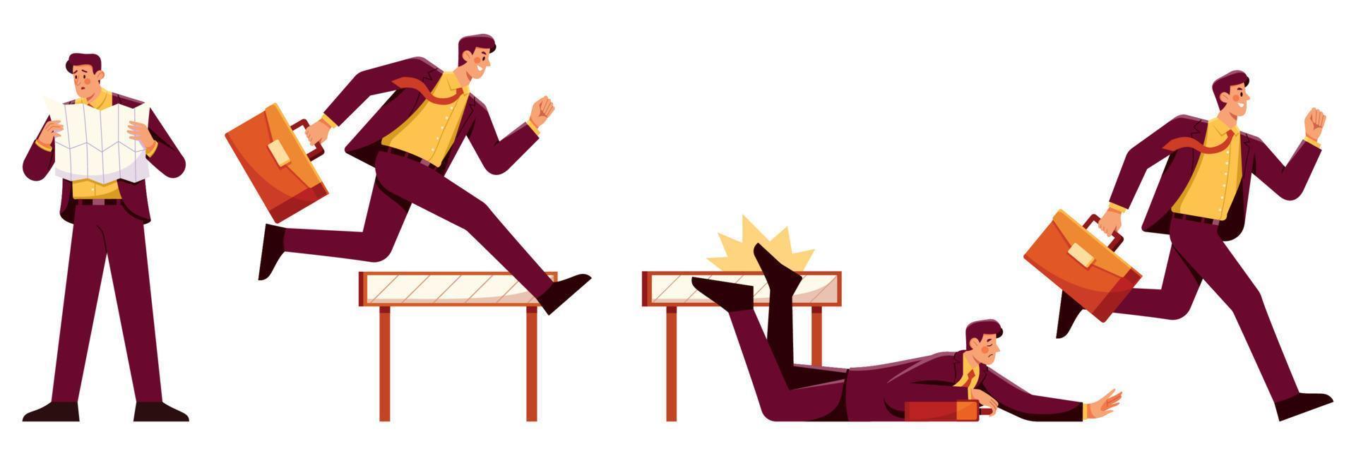 Businessman Running Jumping Falling Searching vector