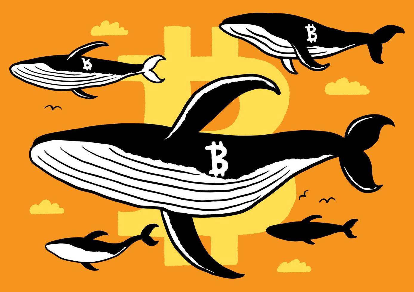 Crypto Whales Doodle vector