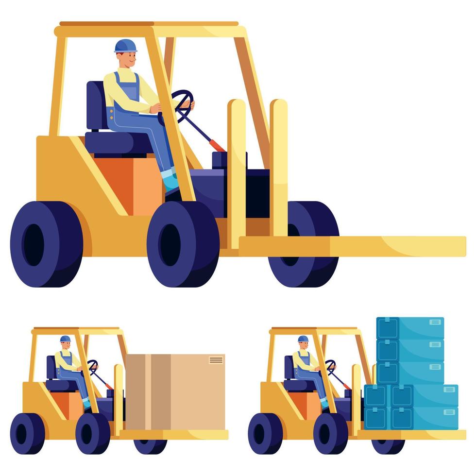 Forklift Truck Operator on White vector