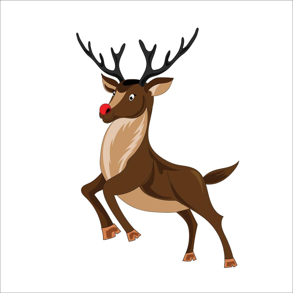 Jump cartoon reindeer Christmas vector illustration