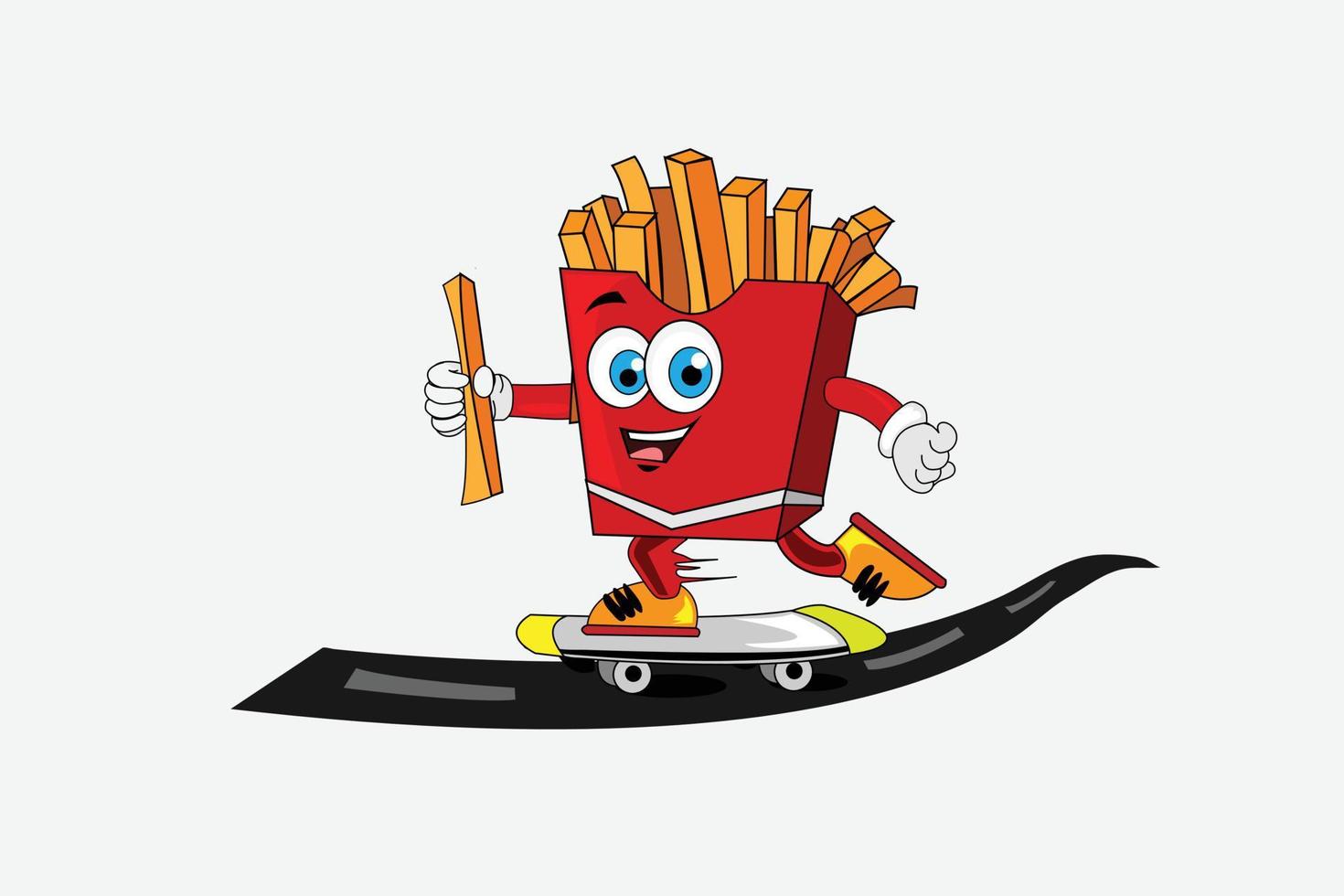 Fast food roller scating mascot cartoon vector